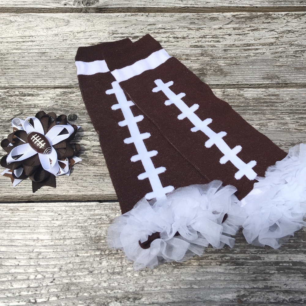 New Football Leg Warmers with Hair Bow clip